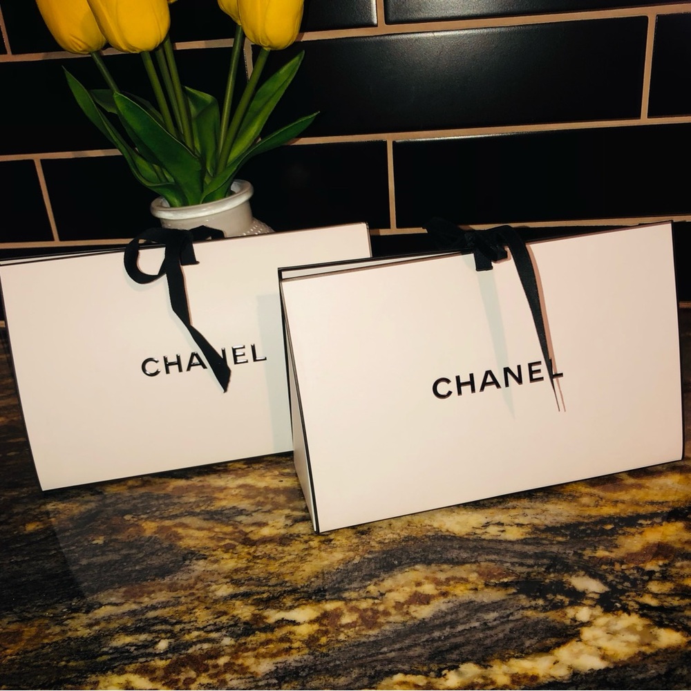 Authentic Chanel Triangle Gift Boxes (2) With Shredded Tissue
